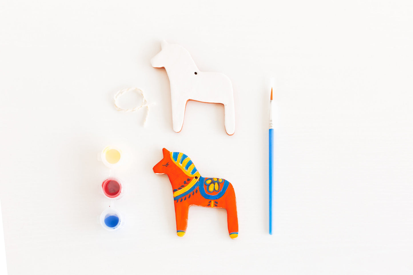 Paint Your Own Dala Horse Christmas Ornament DIY KIT Paint your own data horse ceramic ornament kit Midwest Scandinavian Norwegian Nordic