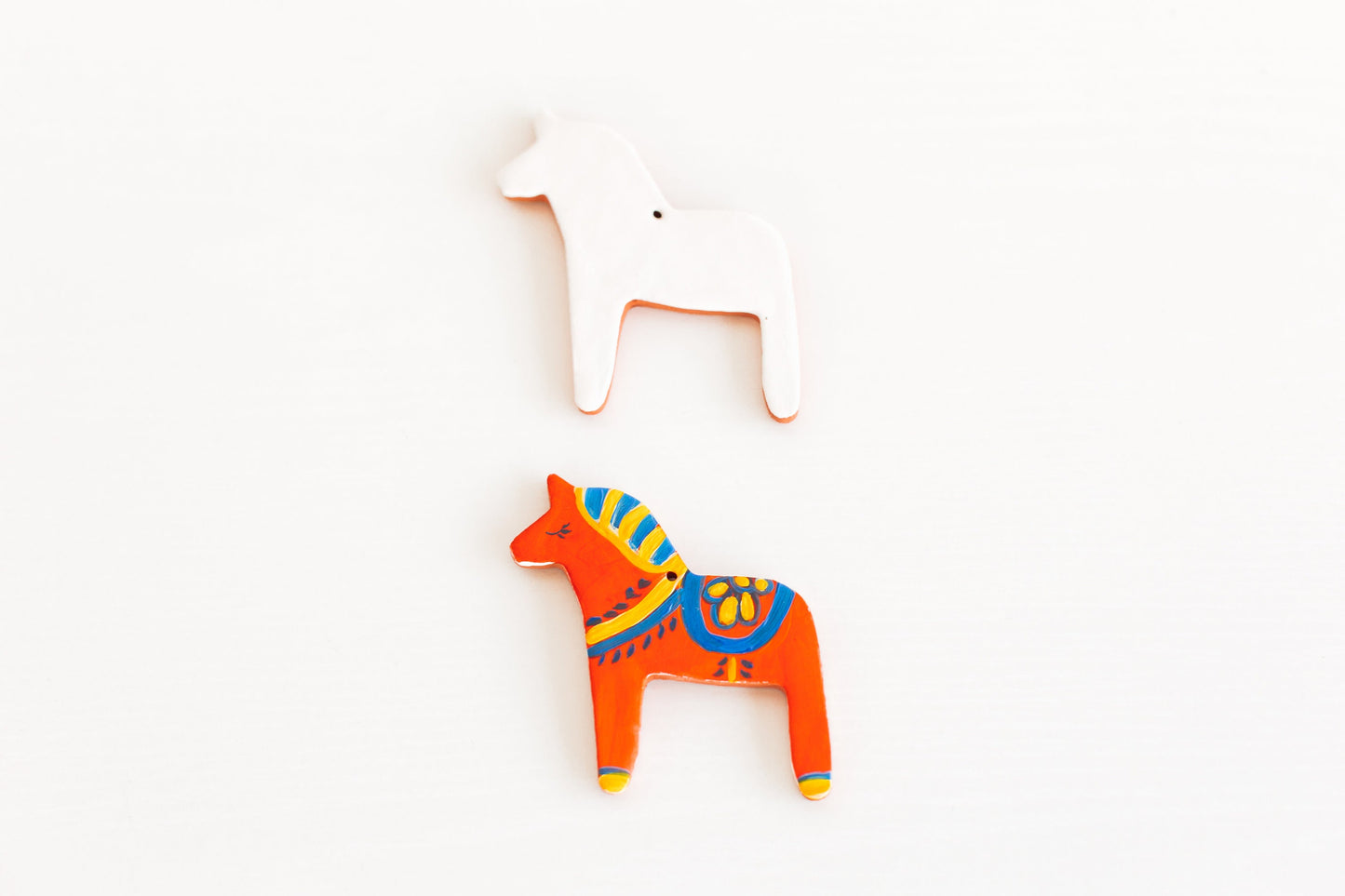Paint Your Own Dala Horse Christmas Ornament DIY KIT Paint your own data horse ceramic ornament kit Midwest Scandinavian Norwegian Nordic