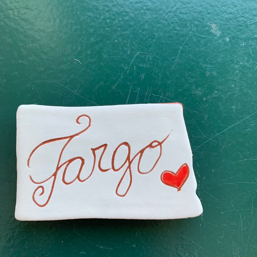 Fargo North Dakota Magnet State Magnet Fargo Magnet North Dakota State Art Clay Magnet I love Fargo Midwest Scandinavian Norwegian Nordic