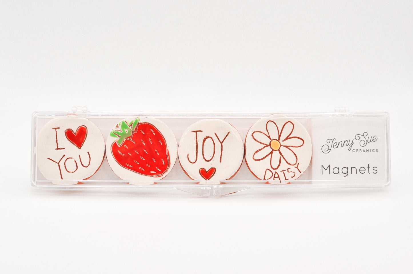 I LOVE YOU Magnet Set : Joy, Strawberry, Daisy, I "Heart" You / Jenny Sue Art