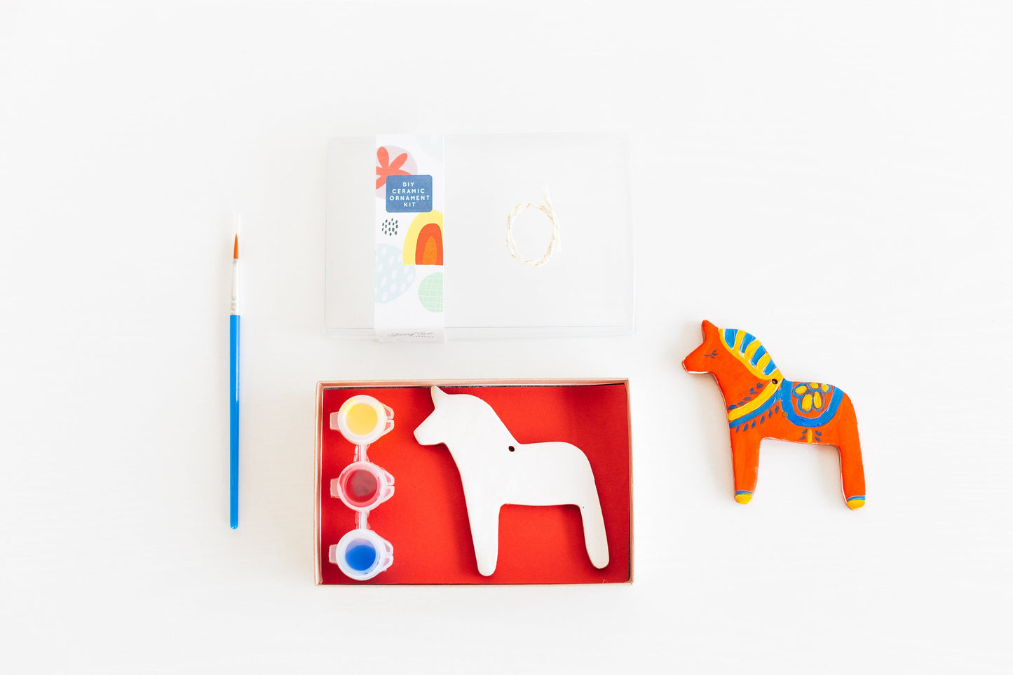 Paint Your Own Dala Horse Christmas Ornament DIY KIT Paint your own data horse ceramic ornament kit Midwest Scandinavian Norwegian Nordic