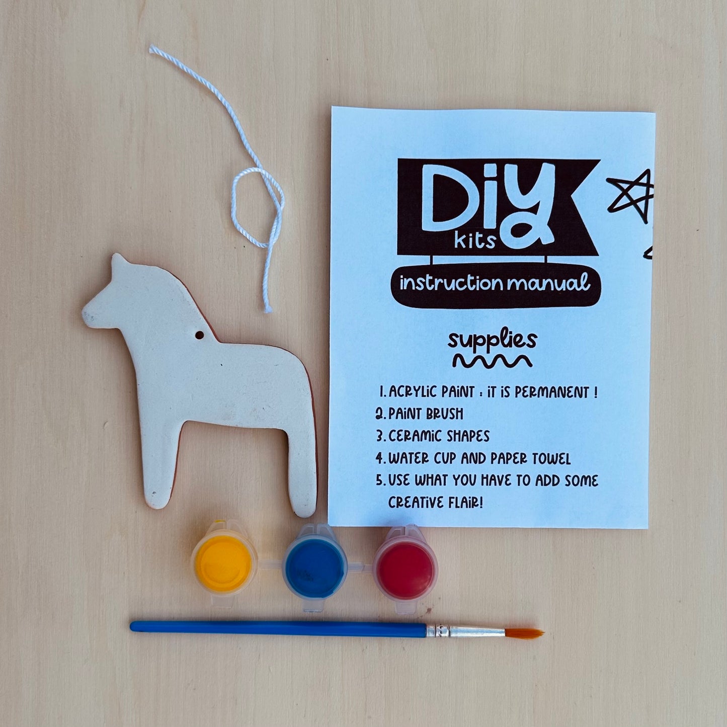 Paint Your Own Ornament Kit : Dala Horse / Jenny Sue Art