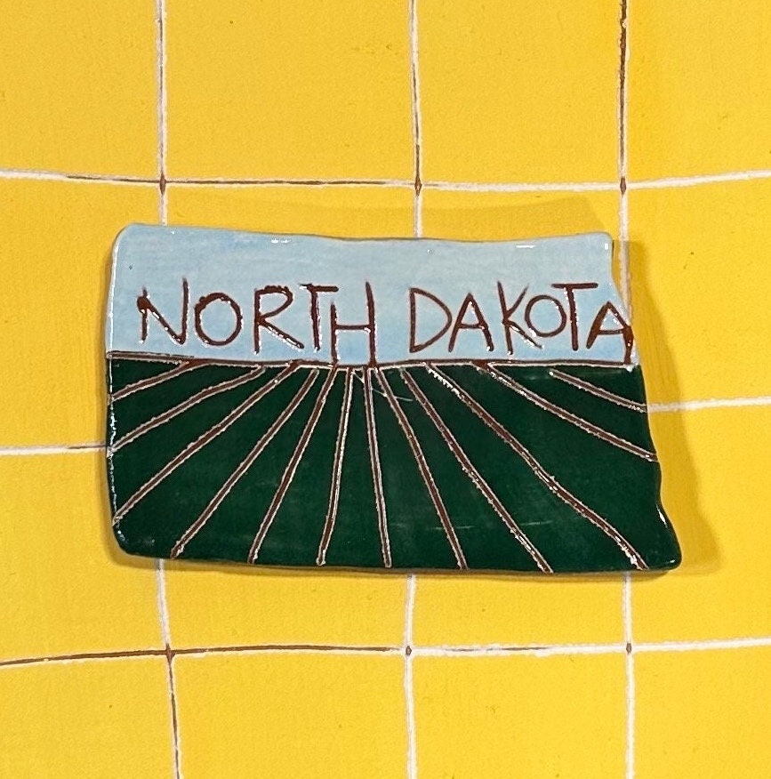 North Dakota Magnet ND Prairie Rose State Magnet North Dakota State Art Clay Magnet Midwest Scandinavian Norwegian Nordic