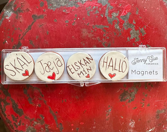 Icelandic Magnets: Hallo, Skal, Elskan Min, Jæja . Midwest Scandinavian Norwegian Nordic