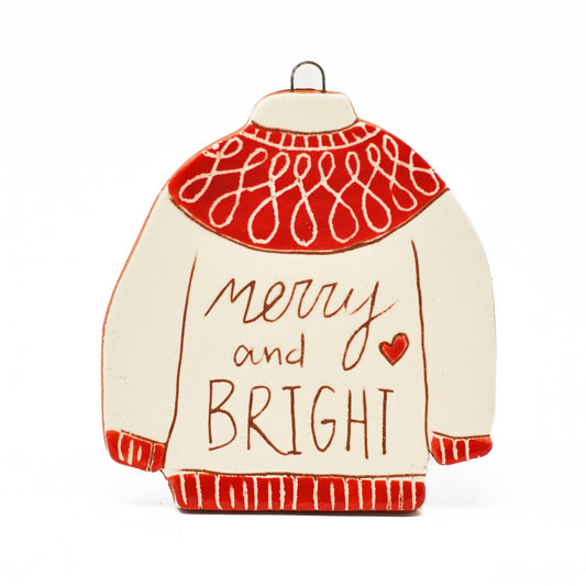 Merry and Bright Christmas Ornament Nordic Sweater Ornament Midwest Scandinavian Norwegian Nordic